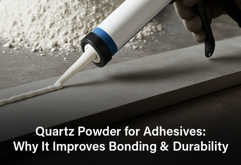 Quartz powder used in adhesives to improve bonding strength and durability for tiles and flooring applications